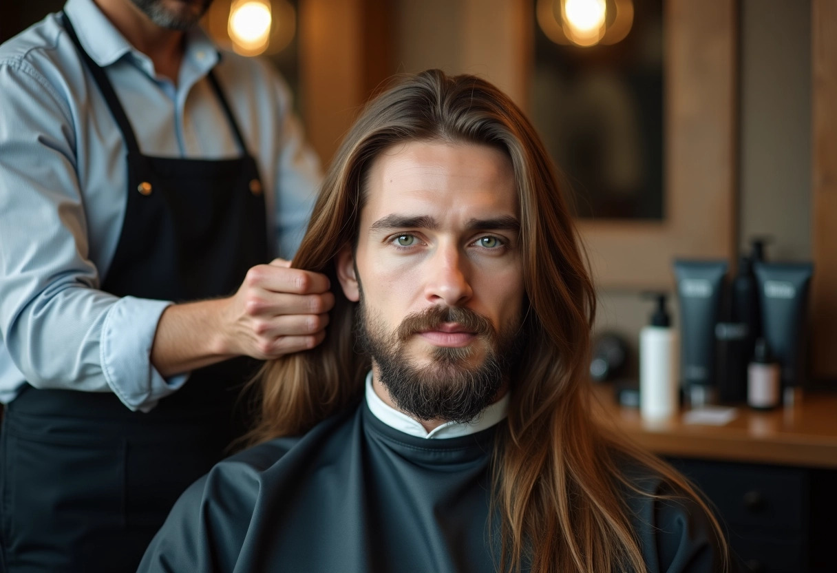 homme cheveux longs